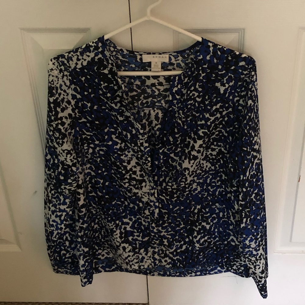 Kenar long sleeve blouse multi color blue medium
